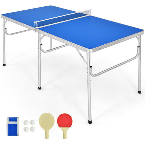 Load image into Gallery viewer, 60 Inch Portable Tennis Ping Pong Folding Table with Accessories-Blue
