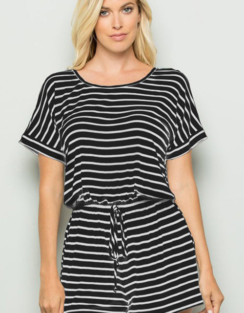 Load image into Gallery viewer, Heimish Full Size Striped Round Neck Short Sleeve Romper
