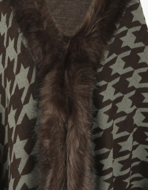 Load image into Gallery viewer, Houndstooth Fringe Hem Poncho
