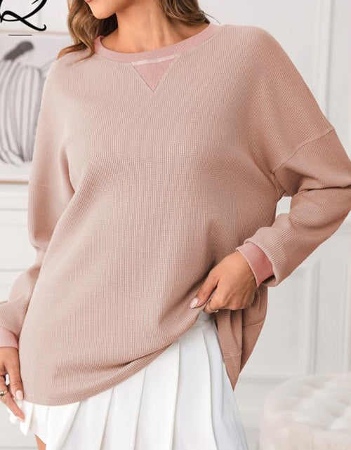 Load image into Gallery viewer, Waffle Knit Round Neck Long Sleeve T-Shirt
