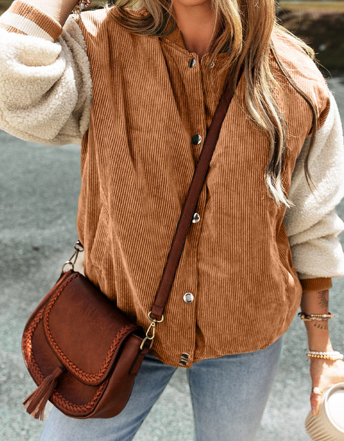 Load image into Gallery viewer, Contrast Baseball Collar Snap Down Long Sleeve Jacket
