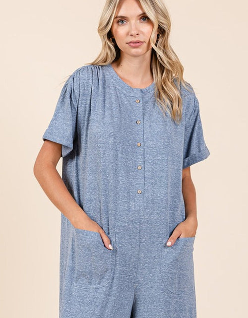 Load image into Gallery viewer, Mittoshop Button Detail Short Sleeve Wide Leg Jumpsuit
