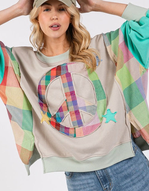 Load image into Gallery viewer, SAGE + FIG Contrast Peace Patch Dropped Shoulder Sweatshirt

