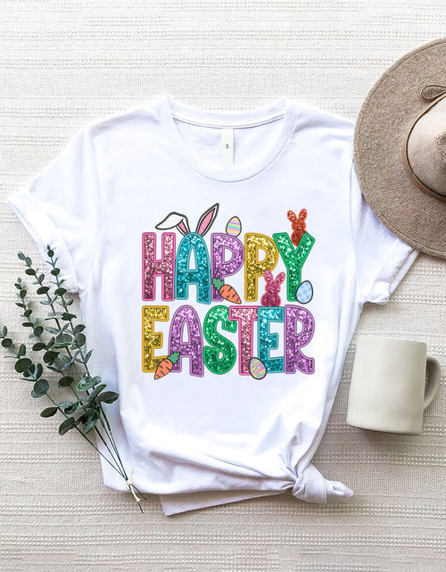 Load image into Gallery viewer, HAPPY EASTER Round Neck Short Sleeve T-Shirt

