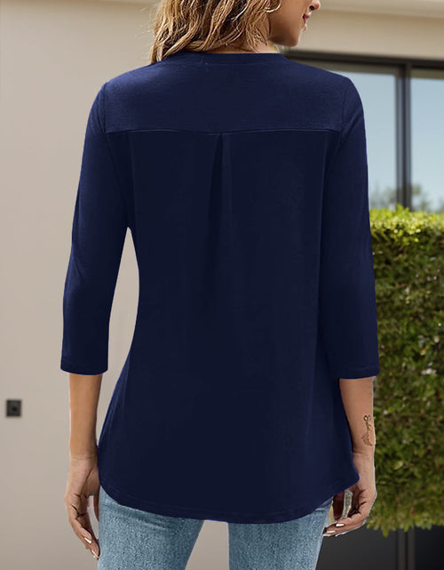 Load image into Gallery viewer, Notched Three-Quarter Sleeve T-Shirt
