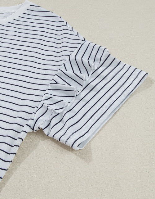 Load image into Gallery viewer, Stripe Round Neck Short Sleeve Mini Dress
