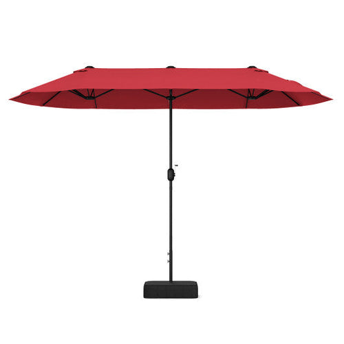 Load image into Gallery viewer, 13 Feet Double-Sided Patio Twin Table Umbrella with Crank Handle-Wine
