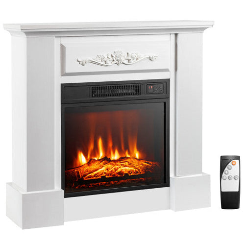 Load image into Gallery viewer, 1400W TV Stand Electric Fireplace Mantel with Remote Control-White
