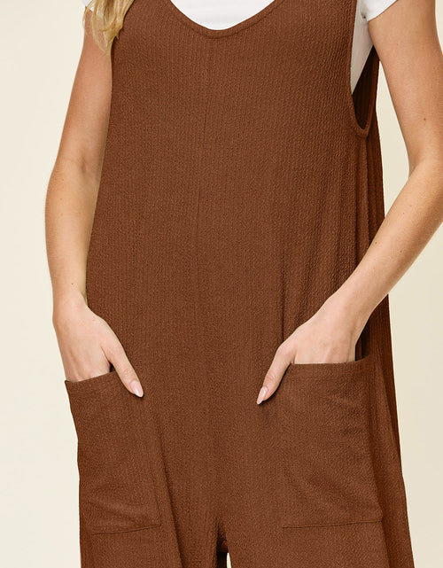 Load image into Gallery viewer, Double Take Full Size Texture Sleeveless Wide Leg Jumpsuit
