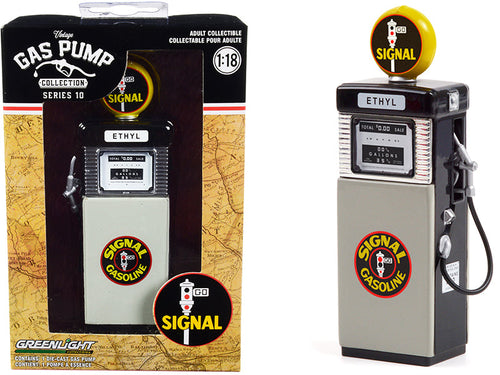 Load image into Gallery viewer, 1951 Wayne 505 Gas Pump "Signal Gasoline" Black and Gray "Vintage Gas Pumps" Series 10 1/18 Diecast Model by Greenlight
