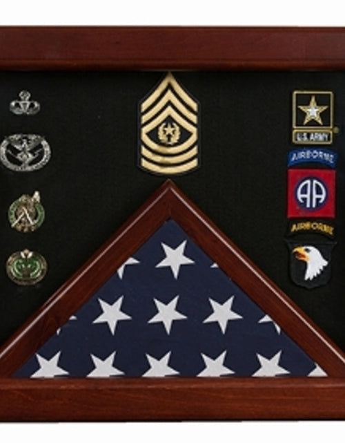 Load image into Gallery viewer, Military Flag medal display case, Mahogany wood for 3x5 flag! by The Military Gift Store
