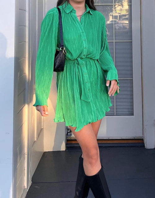 Load image into Gallery viewer, Tied Button Up Long Sleeve Dress
