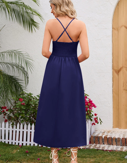 Load image into Gallery viewer, Crisscross Smocked Spaghetti Strap Dress
