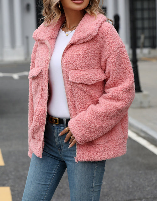 Load image into Gallery viewer, Zip Up Long Sleeve Plush Jacket
