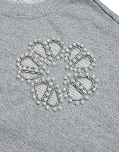 Load image into Gallery viewer, Perfee Cutout Pearl Round Neck Long Sleeve Sweatshirt
