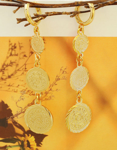 Load image into Gallery viewer, 14K Yellow Gold Hanging Coin Earrings
