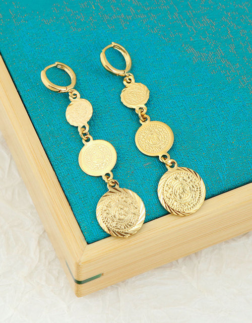 Load image into Gallery viewer, 14K Yellow Gold Hanging Coin Earrings

