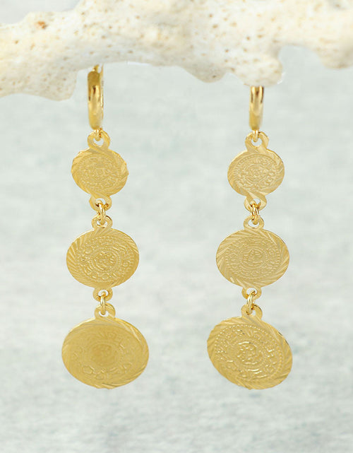 Load image into Gallery viewer, 14K Yellow Gold Hanging Coin Earrings
