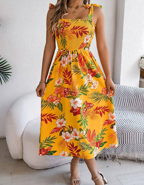 Load image into Gallery viewer, Smocked Floral Tie Shoulder Midi Dress

