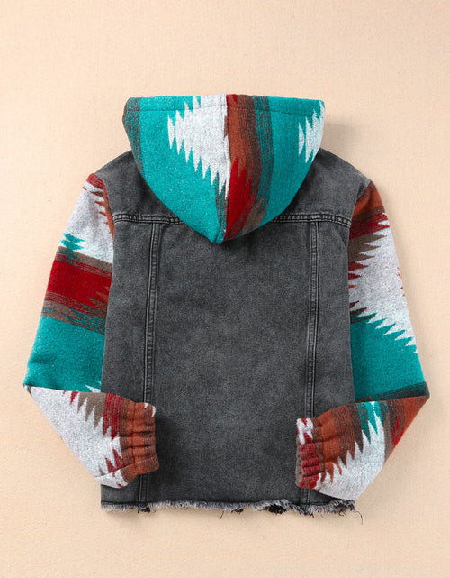 Load image into Gallery viewer, Drawstring Hooded Pocketed Denim Jacket
