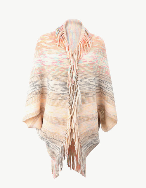 Load image into Gallery viewer, Multicolored Fringe Trim Poncho
