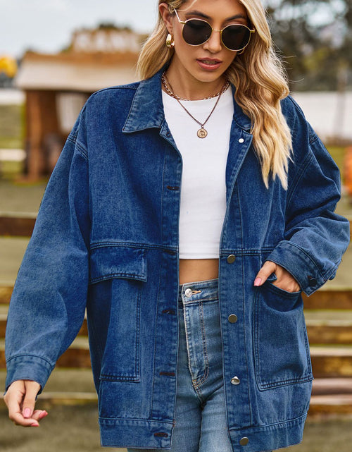 Load image into Gallery viewer, Dropped Shoulder Denim Jacket with Pockets
