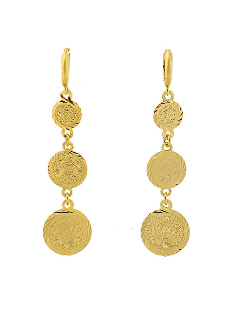 Load image into Gallery viewer, 14K Yellow Gold Hanging Coin Earrings
