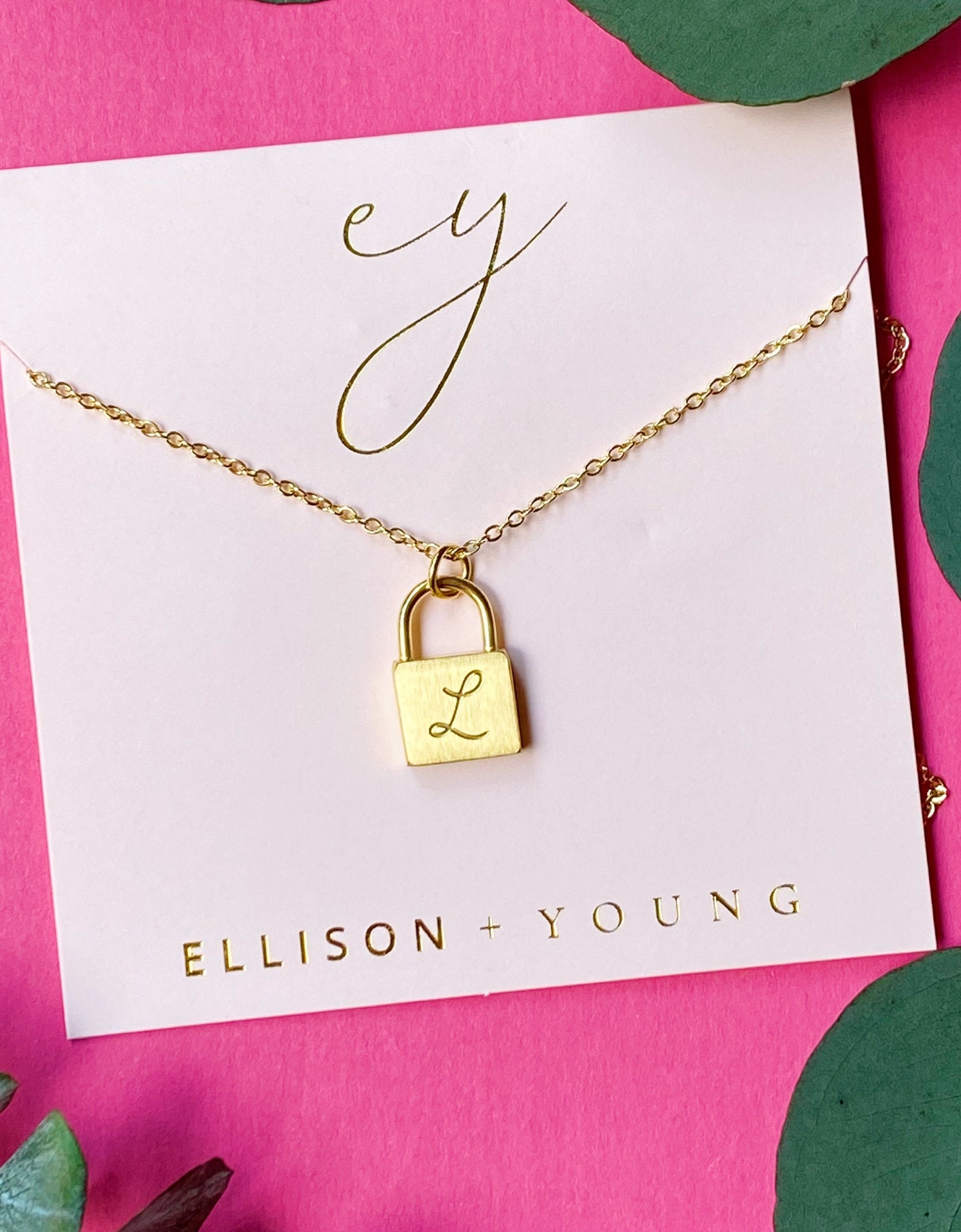 Scripted Notes Locket Initial Necklace by Ellisonyoung.com