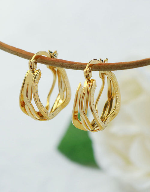 Load image into Gallery viewer, 14K Greek Gold Unique Hoop Earrings
