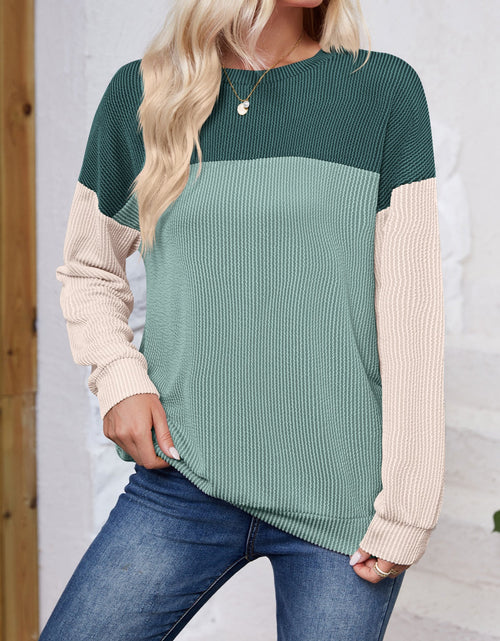 Load image into Gallery viewer, Lovelet Color Block Round Neck Long Sleeve Sweatshirt
