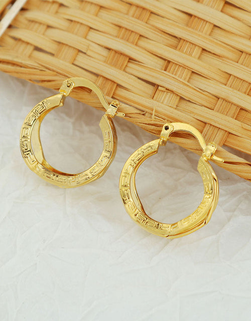 Load image into Gallery viewer, 14K Greek Gold Unique Hoop Earrings
