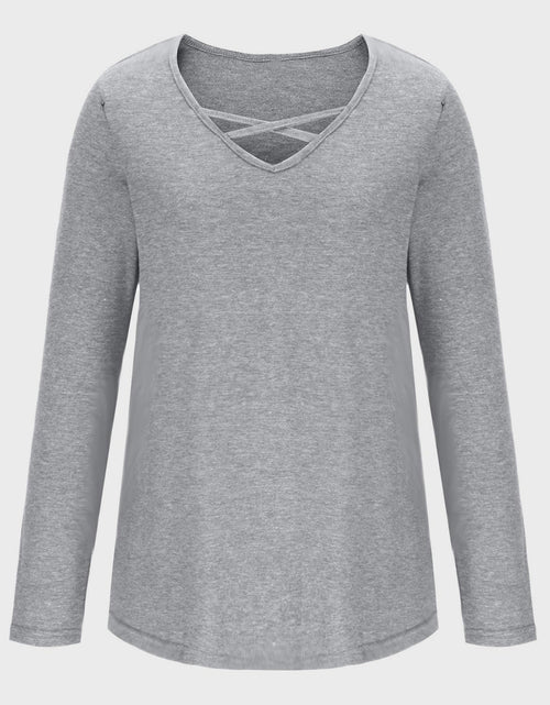 Load image into Gallery viewer, Crisscross V-Neck Long Sleeve T-Shirt
