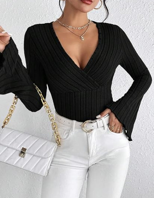 Load image into Gallery viewer, Ribbed Flare Sleeve Top
