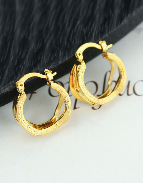Load image into Gallery viewer, 14K Greek Gold Unique Hoop Earrings
