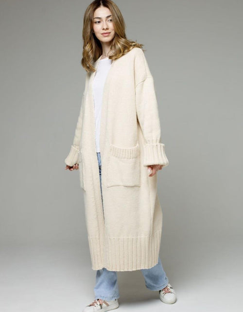 Load image into Gallery viewer, Pocketed Open Front Dropped Shoulder Cardigan
