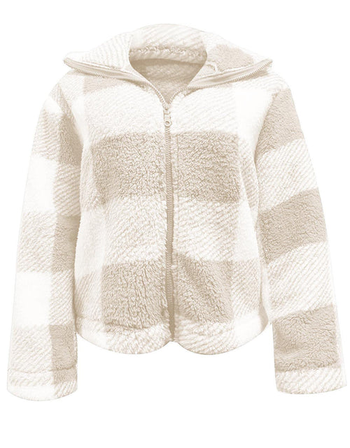 Load image into Gallery viewer, Full Size Plaid Zip Up Long Sleeve Jacket
