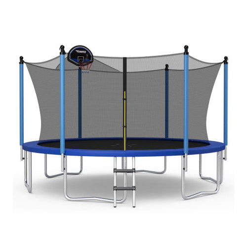 Load image into Gallery viewer, Outdoor Recreational Trampoline with Ladder and Enclosure Net-14 ft
