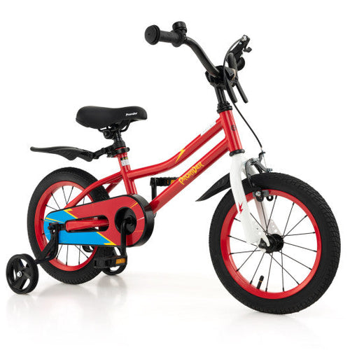 Load image into Gallery viewer, 14 Inch Kids Bike with 2 Training Wheels for 3-5 Years Old-Red
