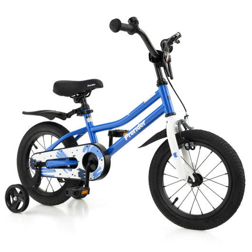 Load image into Gallery viewer, 14 Inch Kids Bike with 2 Training Wheels for 3-5 Years Old-Blue
