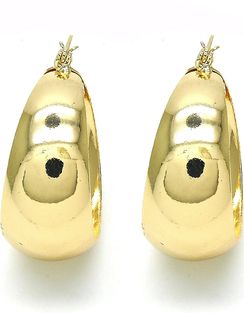 Load image into Gallery viewer, igh Polish Finish Unique Medium Hoop, Golden Tone
