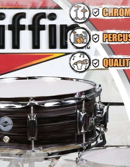 Load image into Gallery viewer, Deluxe Snare Drum by GRIFFIN - 14" x 5.5" Poplar Wood Shell with Zebra PVC Glossy Finish by GeekStands.com
