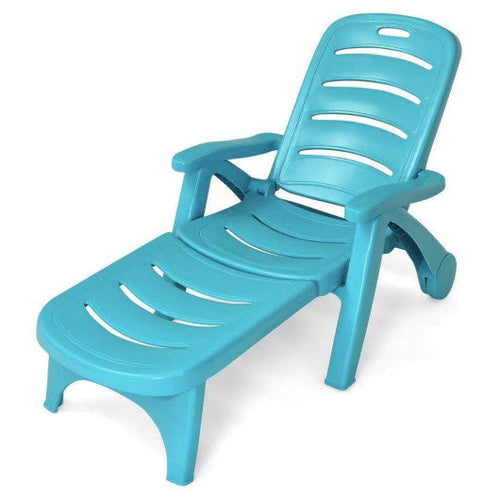 Load image into Gallery viewer, 5 Position Adjustable Folding Lounger Chaise Chair-Turquoise
