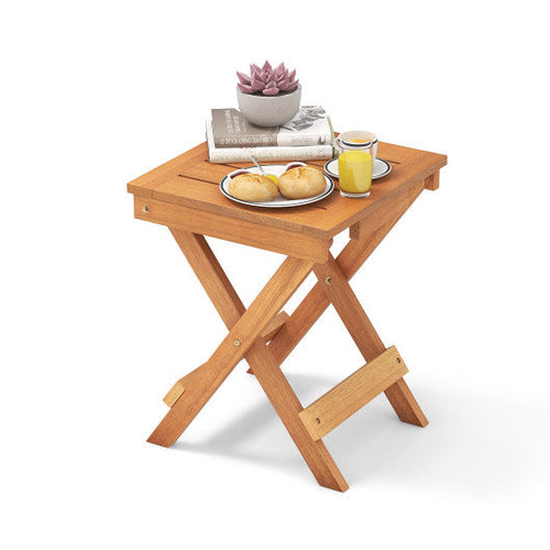 Load image into Gallery viewer, 14 Inch Compact Folding Side Table with Slatted Tabletop
