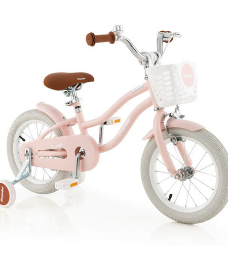 14 Inch Kid's Bike with Removable Training Wheels and Basket-Pink
