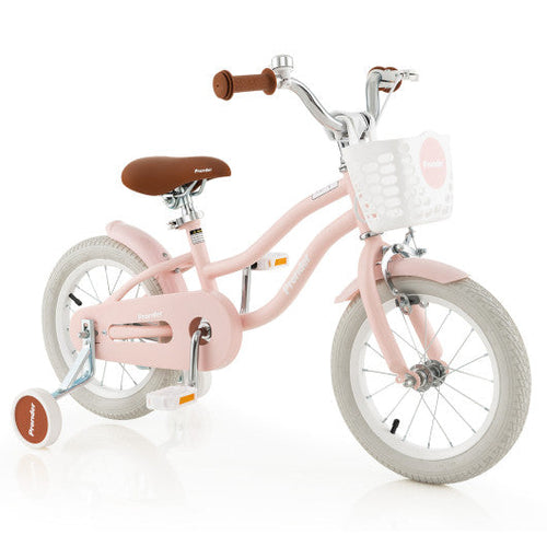 Load image into Gallery viewer, 14 Inch Kid's Bike with Removable Training Wheels and Basket-Pink
