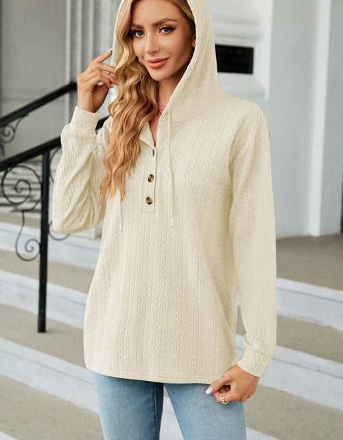 Load image into Gallery viewer, Cable-Knit Long Sleeve Hoodie
