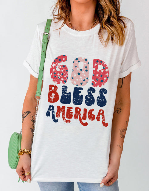 Load image into Gallery viewer, Letter Graphic Round Neck Short Sleeve T-Shirt
