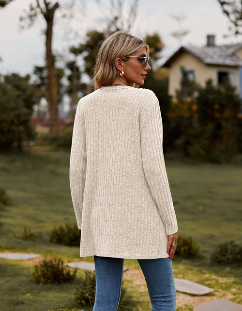 Load image into Gallery viewer, Ribbed Button-Up Cardigan with Pockets
