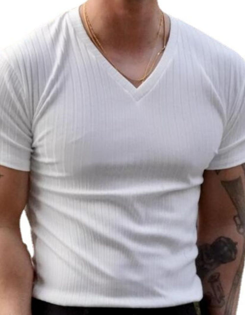 Load image into Gallery viewer, Men's Plus Size V-Neck Short Sleeve T-Shirt
