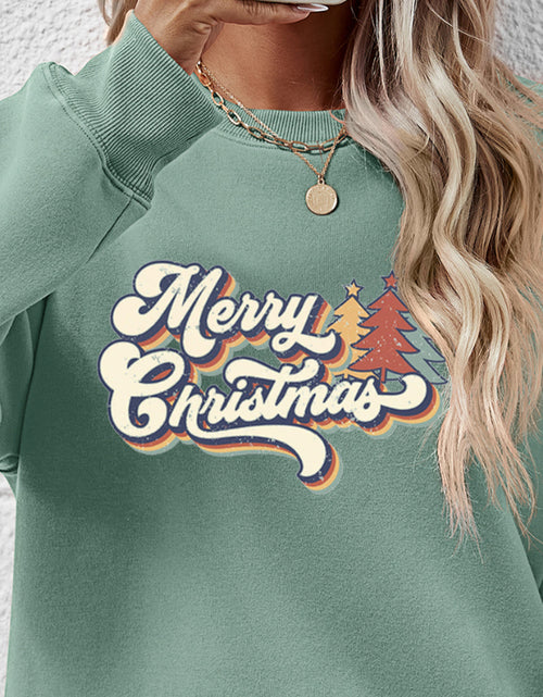 Load image into Gallery viewer, Christmas Letter Graphic Round Neck Sweatshirt
